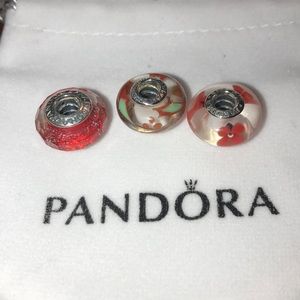 Pandora Lot of Murano Charms x3